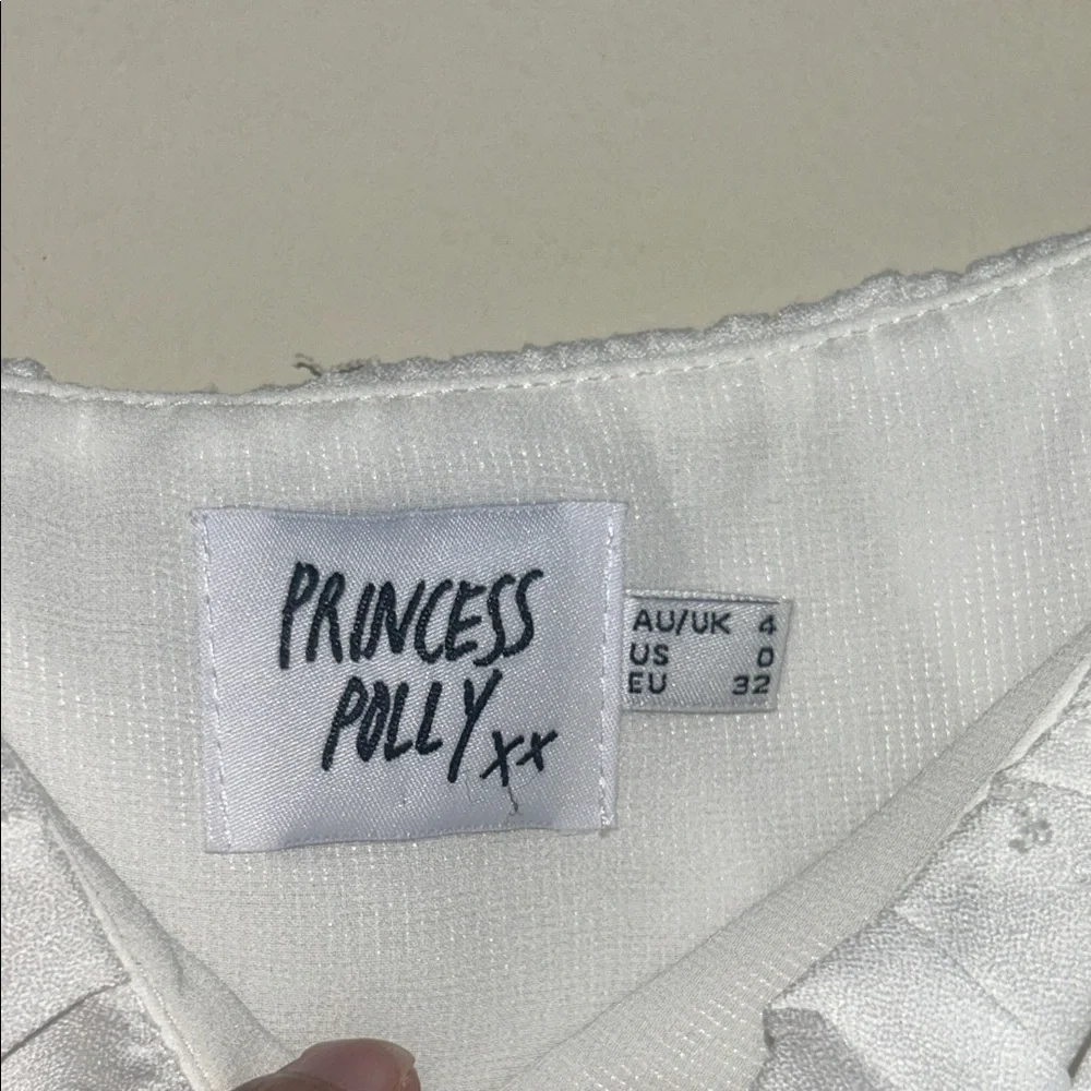 500.  Princess Polly Ariah Long Sleeve Top white size 0 - Picture 4 of 6